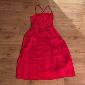 Red Silky Midi Dress